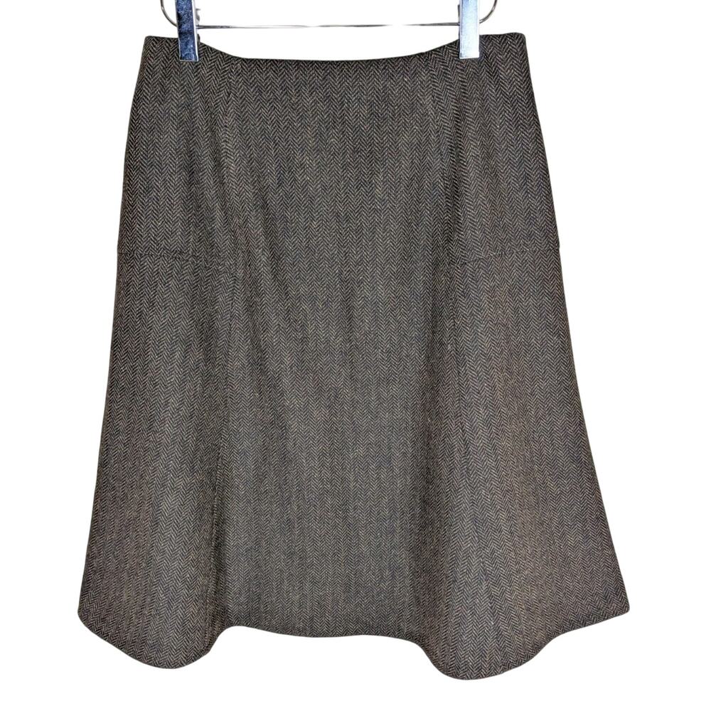 Sundance Womens Brown Wool Blend Herringbone Skirt Size 4 Equestrian Preppy